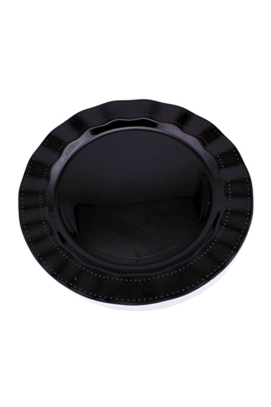 Plastik Tabak Sert Lüks 26cm (6 Adet) Renk Siyah