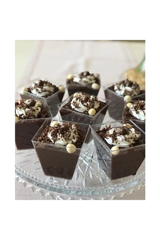 200 CC 12 ADET KAPAKLI KÜBİK KASE Pratik Plastik Kase Salata, Meze, Tatlı, Magnolya Kasesi