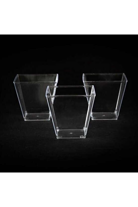 Şeffaf Kristal Mika Ekstra Sert Plastik Prizma Kübik Kase 200 Cc 25 Adet