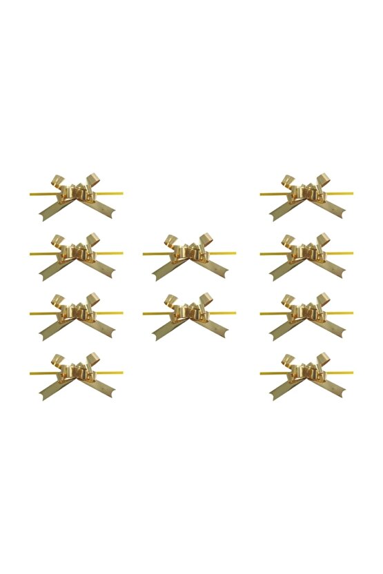 Metalik Gold Çekme Fiyonk Süs 10 Adet