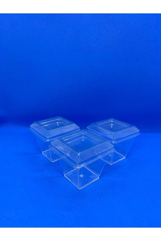 Kristal Plastik 60 ml Kübik Kase Sosluk (25ADET)