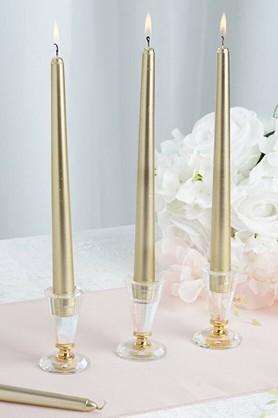 Gold Şamdan Mum 2 Adet