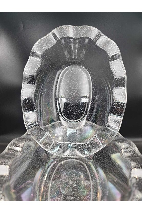 Mika Lüks Plastik Salata Kasesi Simli Gümüş 3 Adet