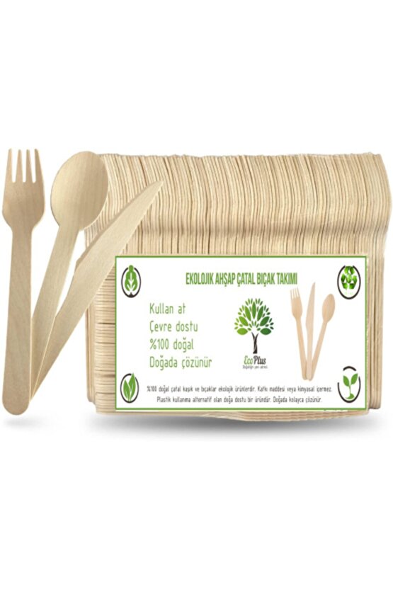 Ekolojik Ahşap Çatal Bıçak Takımı300lü Set