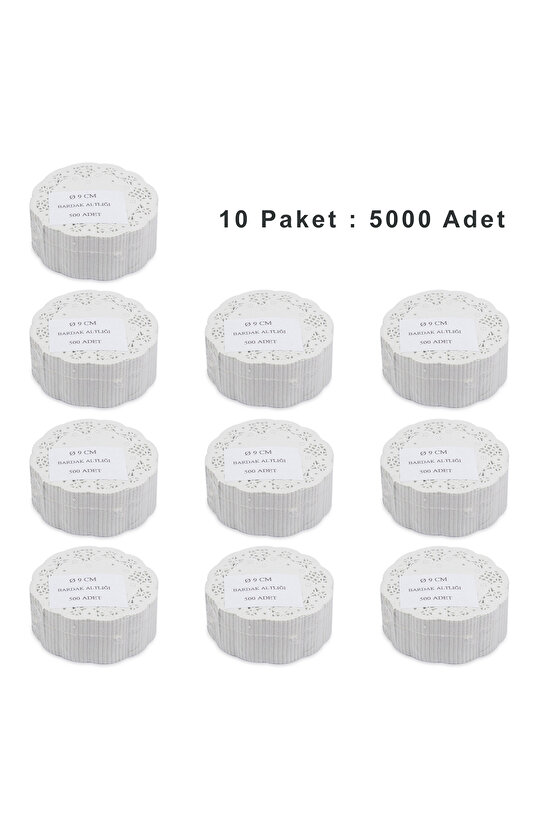 Dantel Kağıt Bardak Altlığı - Çay Bardağı Kağıt Altlığı - 10 Adet 500lü Paket - 12,5 Cm.