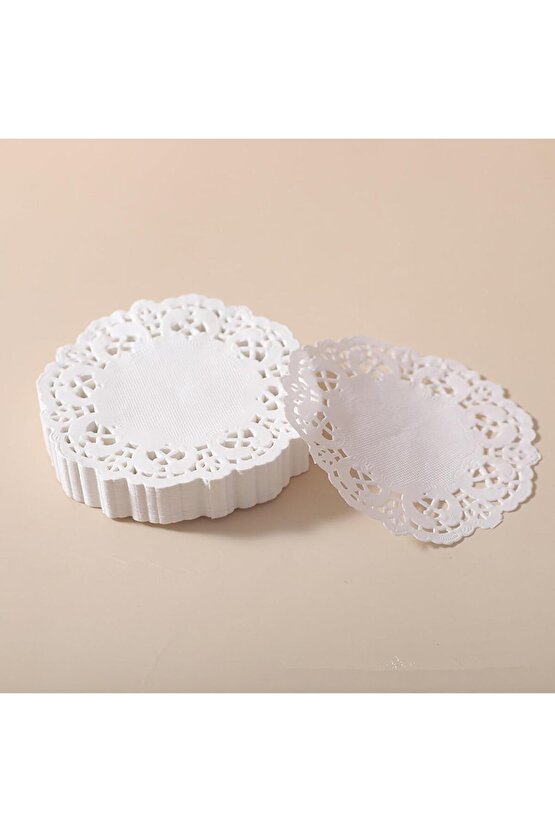9 Cm Kağıt Dantel Çay Bardağı - Tabak - Bardak Altlığı Sunum Kağıdı ( Dole ) 100 Adet