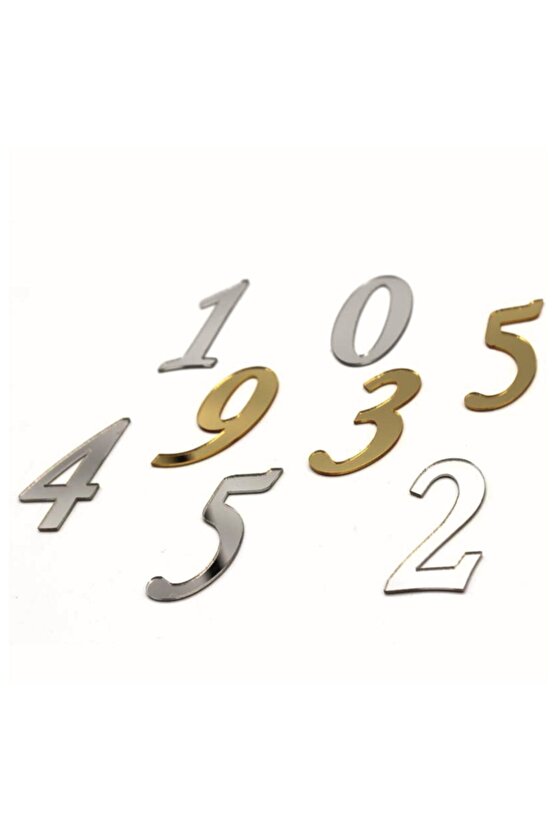 6 Cm Pleksi Rakam - Gümüş 3 Rakamı - 10 Adet