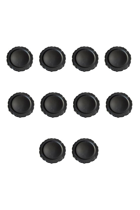 Davet Doğum Günü Parti Sert Plastik Yuvarlak Mika Tabak - 18 Cm. - Siyah - 6lı 10 Paket