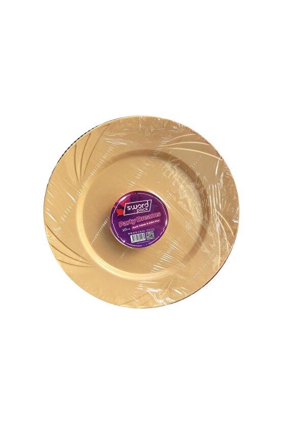 Kullan At Parti Davet Sunum Servis Plastik Sert Mika Tabak - 26 Cm. - Krem - 6 Adetlik 3 Paket