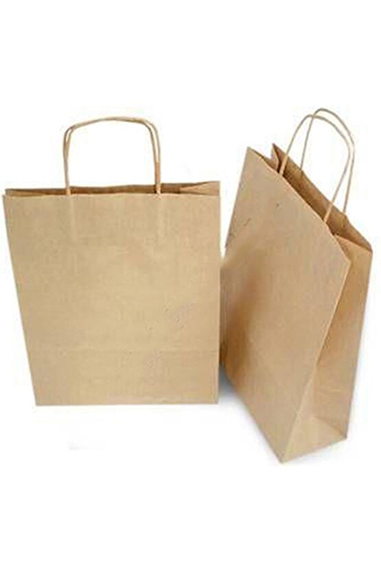 Kraft Burgu Saplı Çanta 12x25x31 Kraft 50 Adet