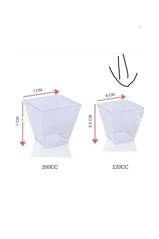 Pvc Prizma Mini Mika Plastik Kare Kap Küp Sunum Kase 120 Cc 25 Adet