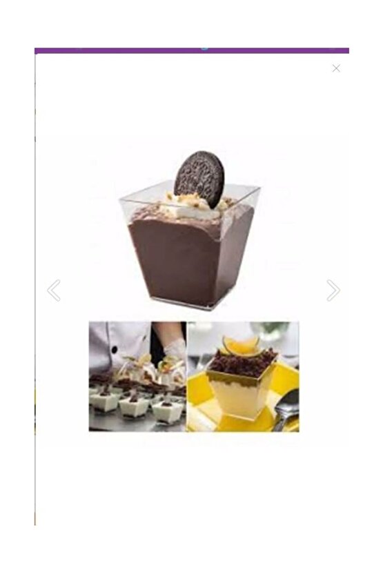 Pvc Prizma Mini Mika Plastik Kare Kap Küp Sunum Kase 120 Cc 25 Adet