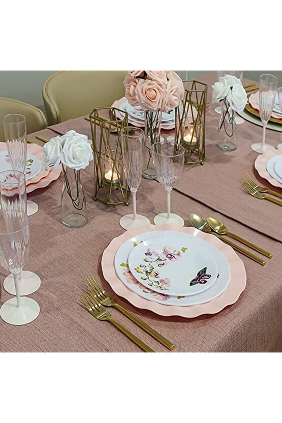 Gold Yuvarlak Mika Tabak 26 cm 6 Adet