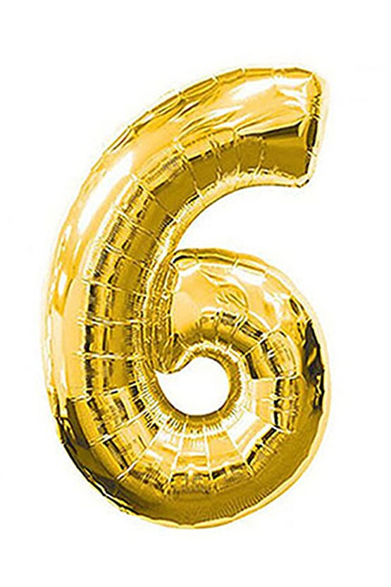 6 Rakam Gold Folyo Balon Sayılı Balon 100 Cm Dev Boy