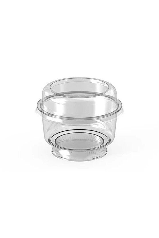 Ayaklı Tatlı Kasesi Kapaklı (şeffaf) 200 Cc - 25li ( May311 )