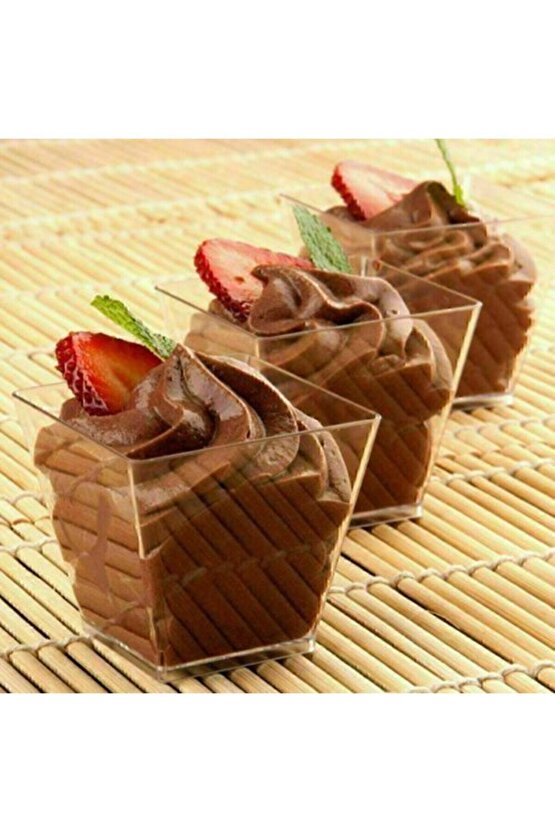 Prizma Mini Mika Plastik Sunum Kabı Kübik Kase Kapaklı 200 Cc - **12** Adet