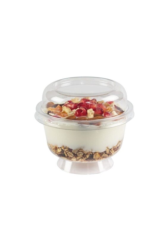 Ayaklı Kase + Bombe Kapak 200 Ml Şeffaf Polistiren 25 Adet