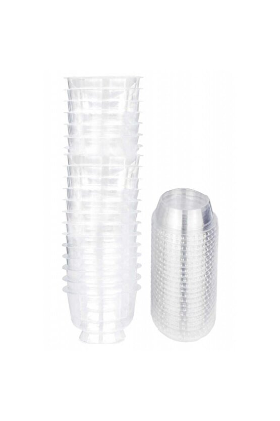 KASE AYAKLI PLASTİK 200CC KAPAKLI ŞEFFAF PK:20-