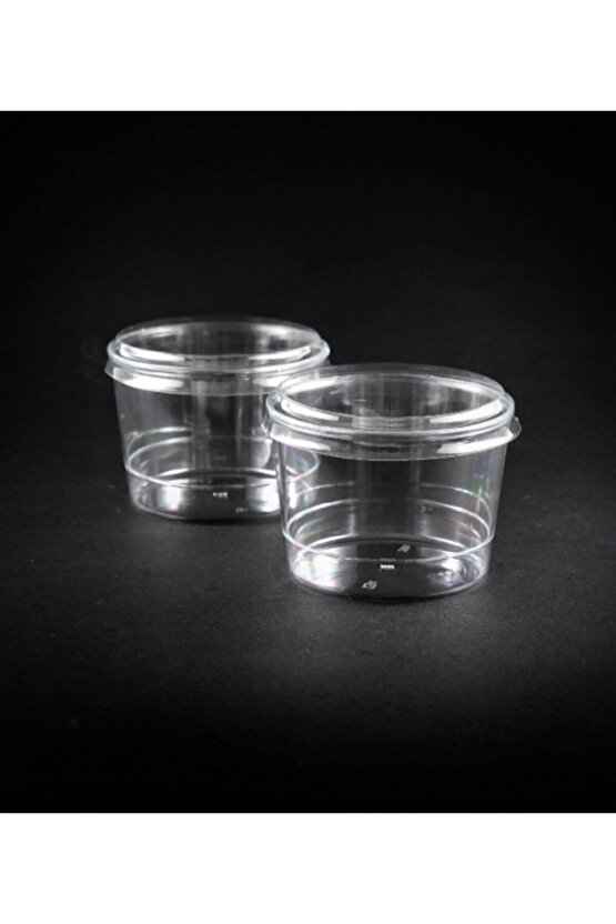 14 Süs Plastik Tatlı Kabı Kasesi 250cc Bodega 10 Adet Kapaklı