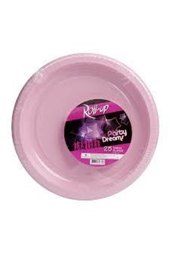 Partı Tabak Plastık Pembe Pk 25 Lı Yuvarlak 22 Cm