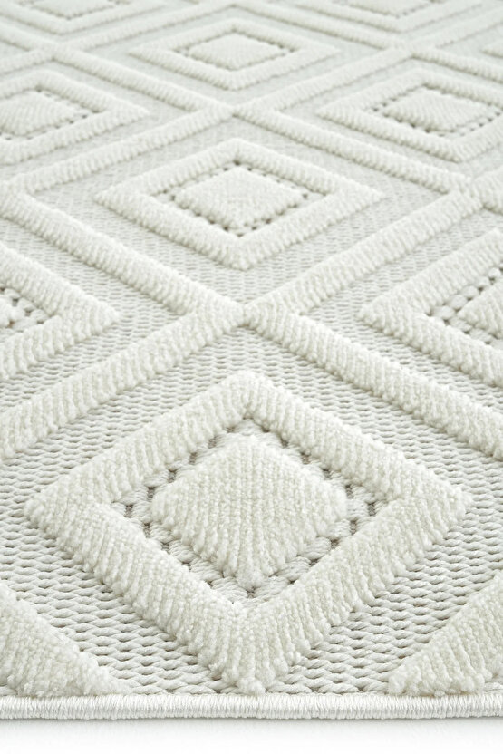 Dizayn Kaymaz Taban Koridor Halısı Kesme Yolluk Mutfak Halısı Modern Salon Halısı 1089 KREM