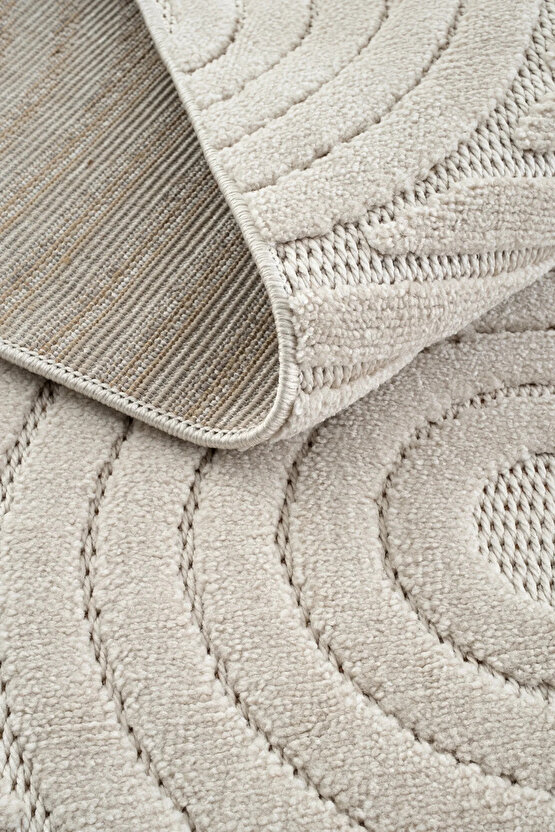 Dizayn Kaymaz Taban Koridor Halısı Kesme Yolluk Mutfak Halısı Modern Salon Halısı 1090 BEJ