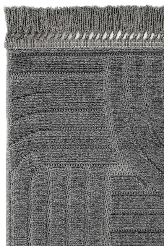 Dizayn Kaymaz Taban Koridor Halısı Kesme Yolluk Mutfak Halısı Modern Salon Halısı 1090 ANTRASİT