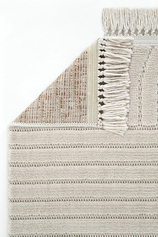 Dizayn Kaymaz Taban Koridor Halısı Kesme Yolluk Mutfak Halısı Modern Salon Halısı 1090 BEJ