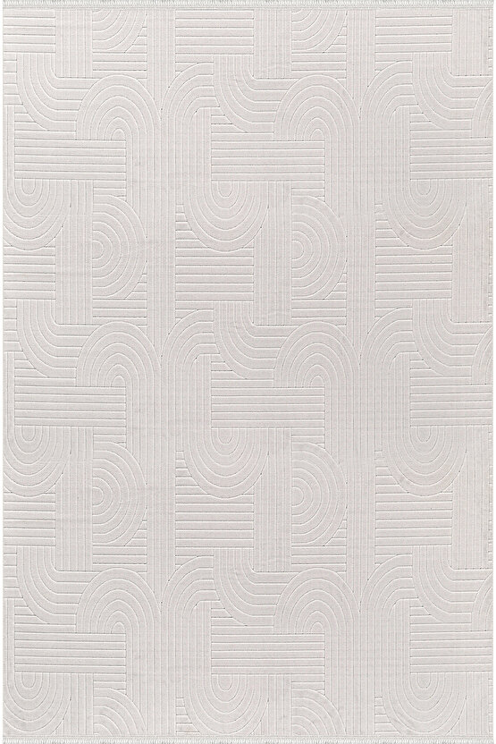 Bambu Saten Parlak Tüylü Yumuşak Kadife Halı Hav Tüy Vermez Taç Beyaz