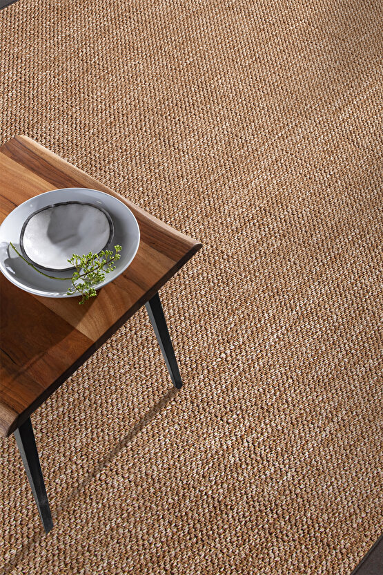 0604-Antrasit Kumaş Bordür Sisal Halı Kilim Hav Toz Vermez Kolay Temizlenen Hasır Kilim