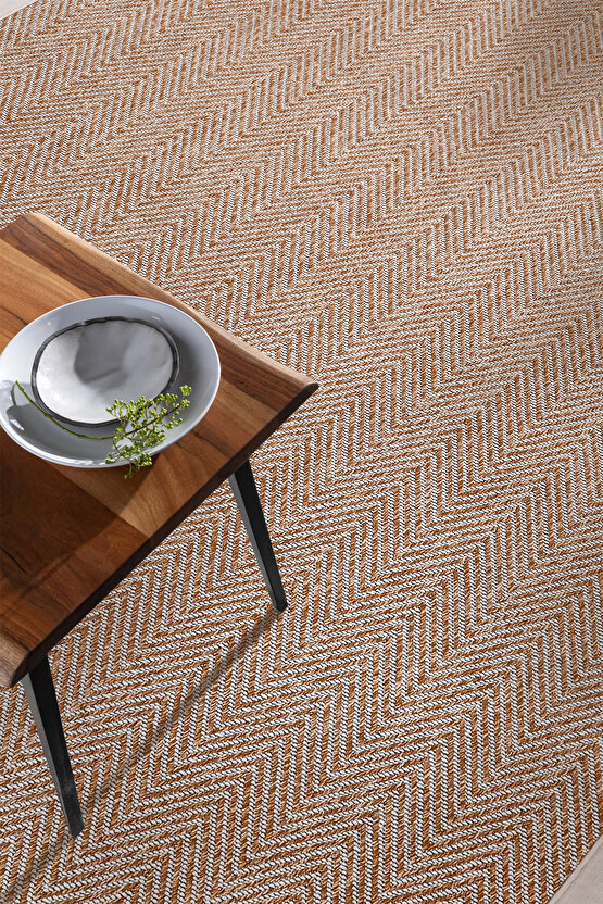 0408-Krem Kumaş Bordür Sisal Halı Kilim Hav Toz Vermez Kolay Temizlenen Hasır Kilim