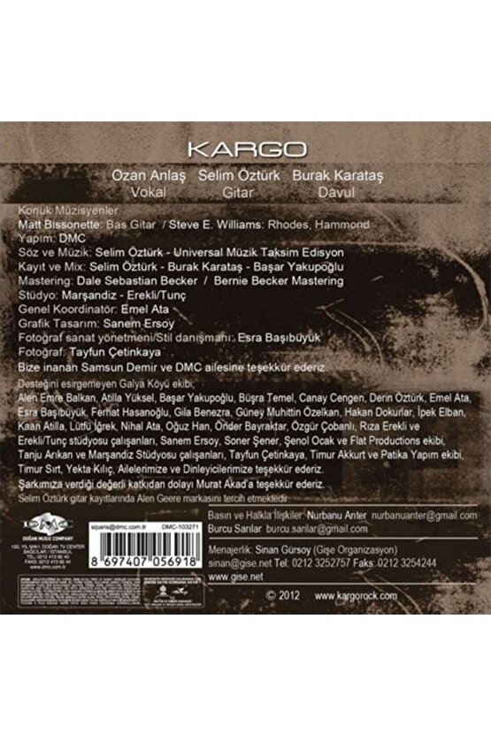 DMC - Kargo ( Kehribar ) CD Ambalajında