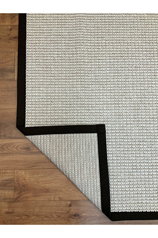 Kumaş Bordür Bej Bukle Koyu Kahve Bordür  Halı Salon Koridor Mutfak Çocuk Odası Halısı  Kilim S264