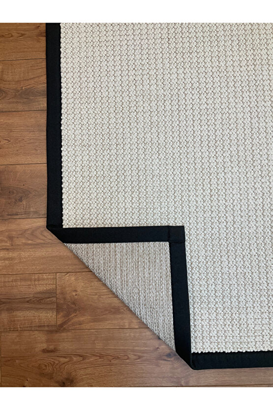 Kumaş Bordür Beyaz Bukle Anrasit Bordür  Halı Salon Koridor Mutfak Çocuk Odası Halısı  Kilim S258