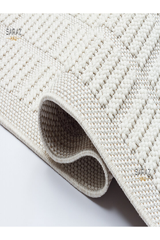 Bukle Beyaz Yumuşak Dokulu Halı Kilim Salon Mutfak Koridor Kesme Yolluk Dokuma Makine Halısı 11880