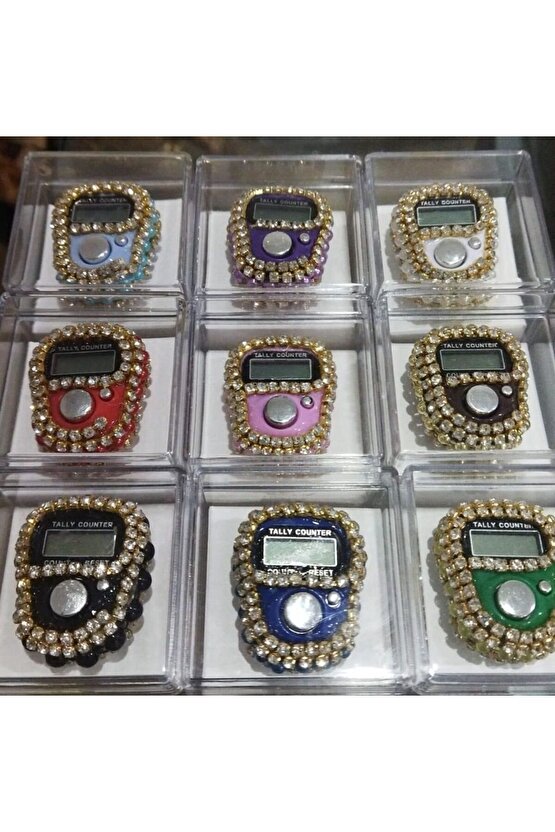 12 li hediyelik kutulu taşlı yüzüklü zikirmatik