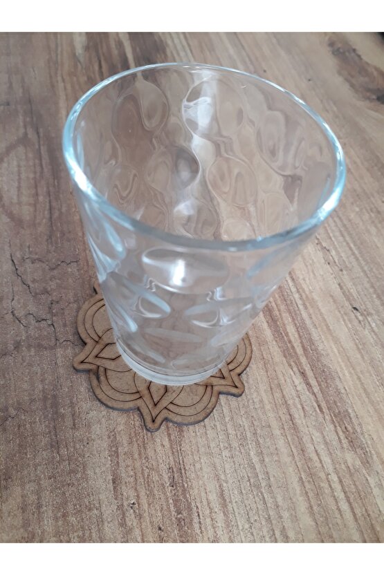 Mandala Desenli 8cm Çaplı Ahşap Bardak Altı