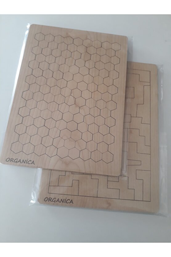 Ahşap Dikkat Geliştiren 2 Li Puzzle Seti  Kaligrafi Fon Hediyeli