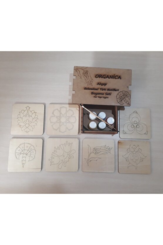 Ahşap Geleneksel Türk Motifleri Ve Defter Boyama Seti