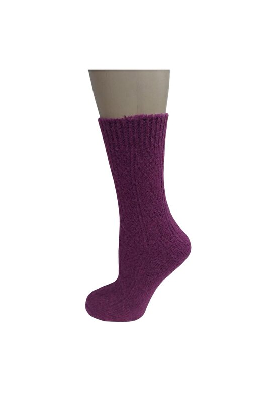 3LÜ SET DİKİŞSİZ RENKLİ YÜN SOKET KADIN ÇORAP