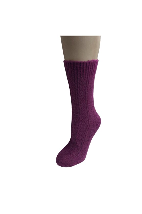 3LÜ SET DİKİŞSİZ RENKLİ YÜN SOKET KADIN ÇORAP