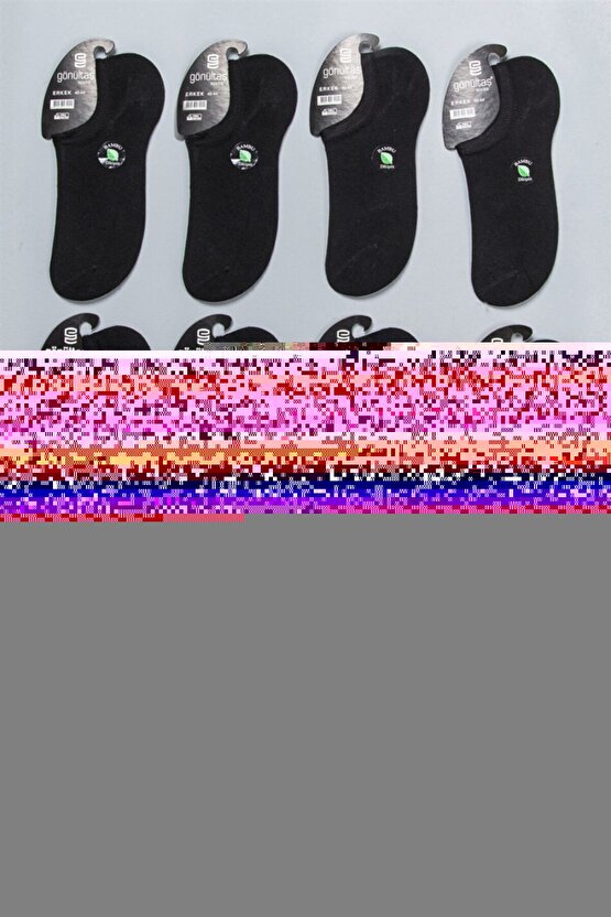 12 Li Siyah Erkek Bambu Dikişsiz Sneaker Babet Çorap