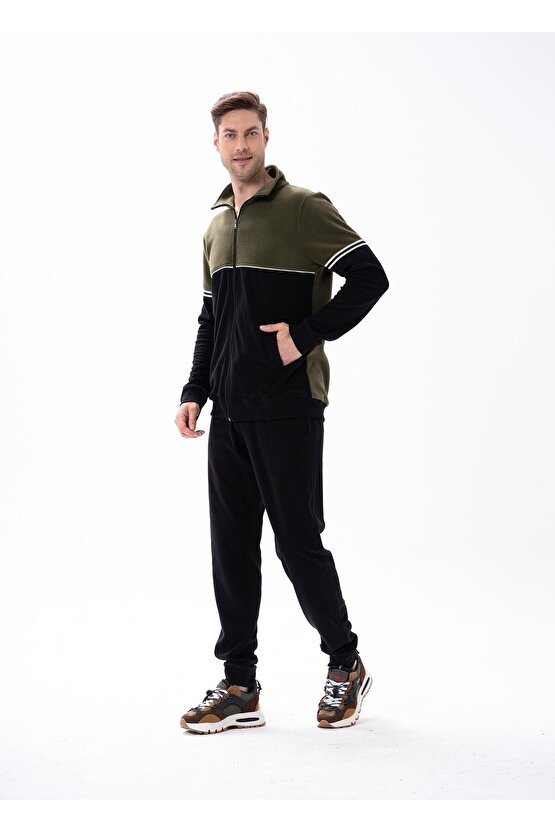 Erkek Siyah Fermuarlı Polar Takımı 15177