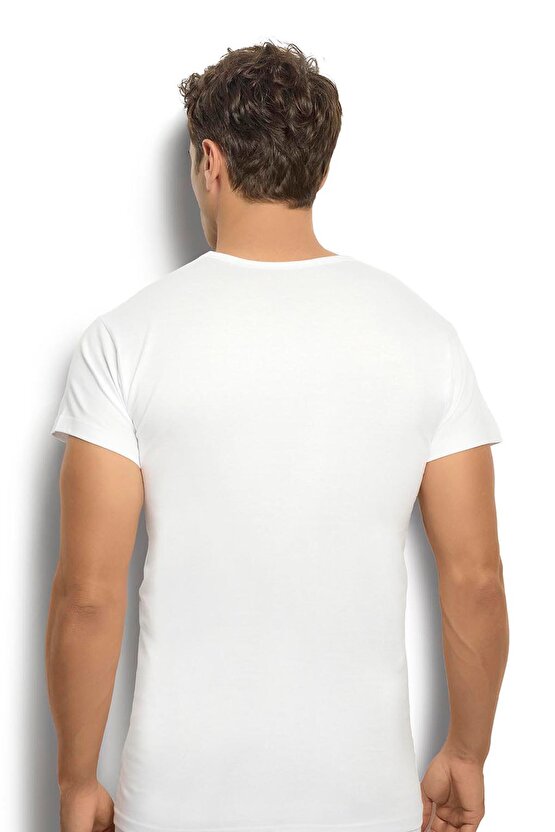 Erkek Beyaz Pamuklu Bisiklet Yaka Atlet 103