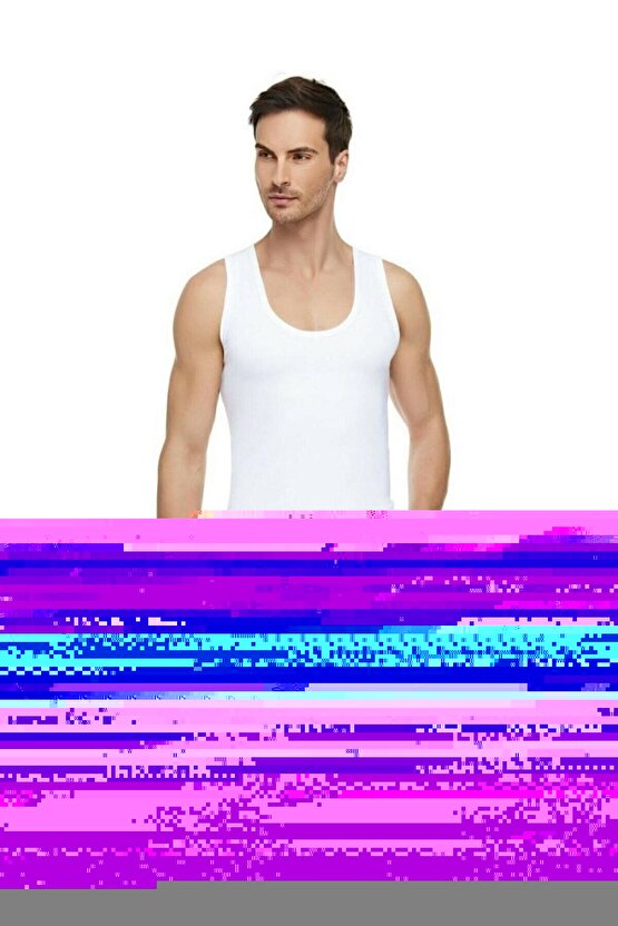 Erkek Beyaz Askılı 3Lü Paket Likralı Modal Atlet