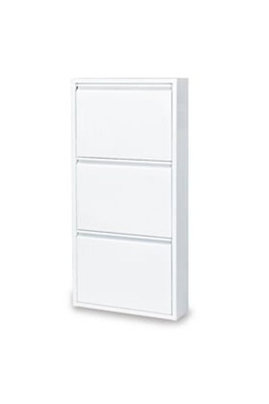 3’lü Metal Ayakkabılık Geniş Beyaz | Dar Alanlar İçin Akıllı Çözüm