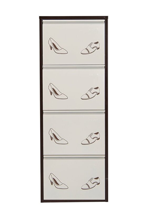 4’lü Metal Ayakkabılık (Kahve-Krem-Ayakkabı) | Kolay Kurulum, Dayanıklı Yapı