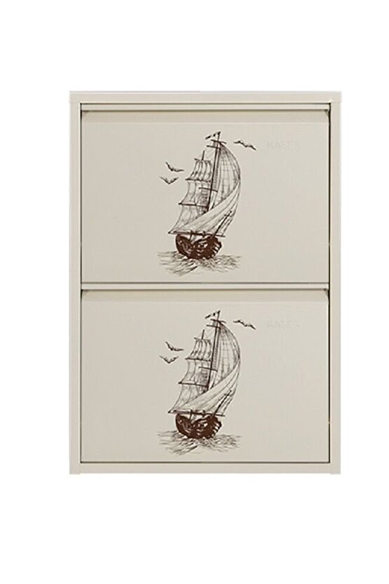 2’li Metal Ayakkabılık (Krem-Gemi) | Dar Alanlar İçin Akıllı Çözüm