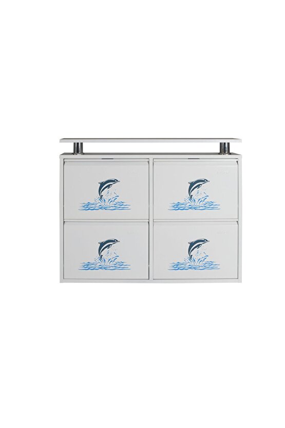 2+2 Metal Ayakkabılık (Beyaz-Yunus) | Şık Görünüm ve Geniş Depolama