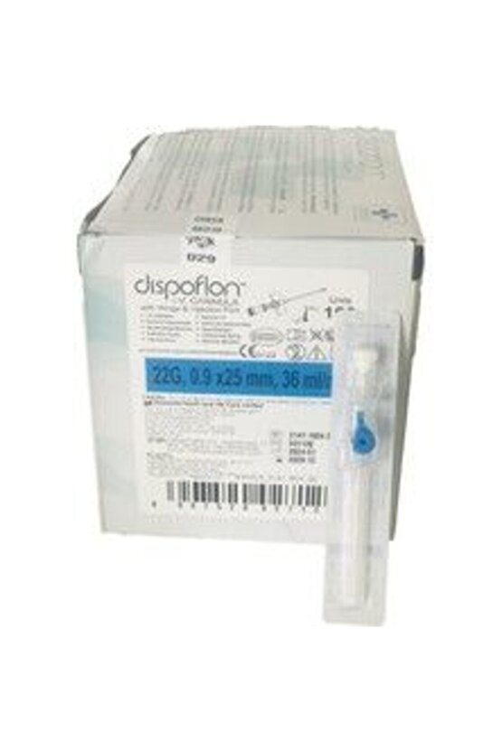 Dıspoflon Kanatlı ve Enjeksiyon Portlu Mavi Kanül 100 Adet
